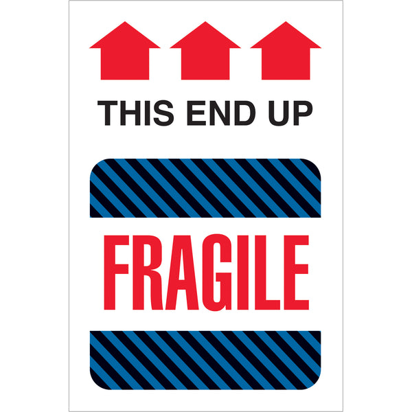 4 x 6" - "This End Up - Fragile" Labels, Roll Of 500 Roll Of 500