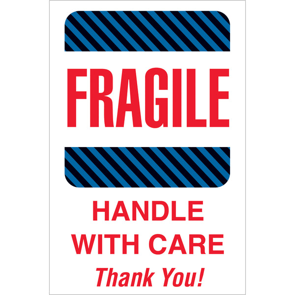 4 x 6" - "Fragile - Handle With Care" Labels, Roll Of 500 Roll Of 500