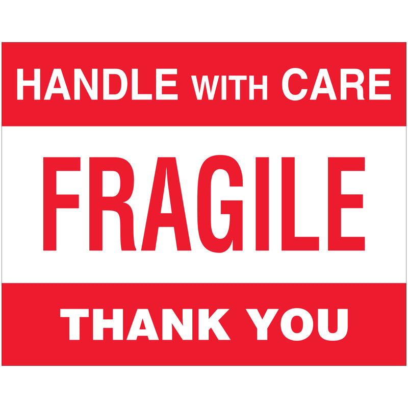 8 x 10" - "Fragile - Handle With Care" Labels, Roll Of 250 Roll Of 250