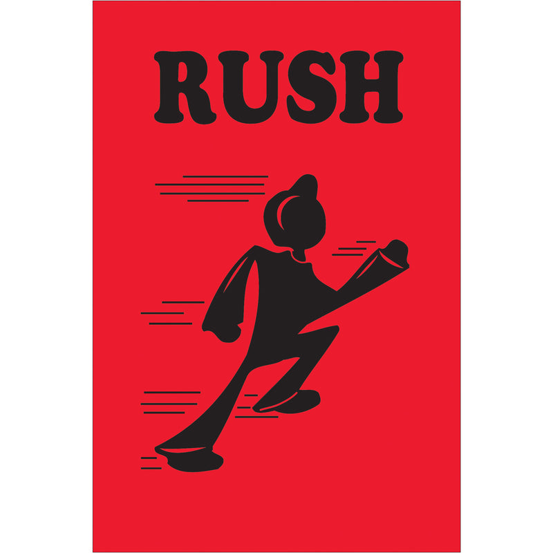 4 x 6" - "Rush" (Fluorescent Red) Labels (DL1700) Roll Of 500