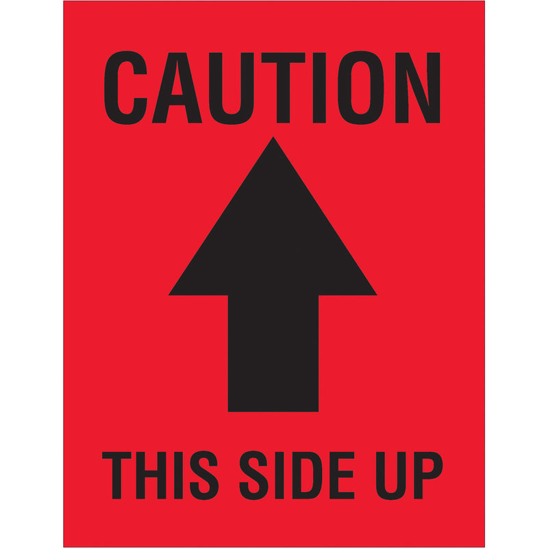 TAPE LOGIC® Labels, "Caution This Side Up", Arrow, 4" x 3", Red/Black, 500/Roll Roll Of 500