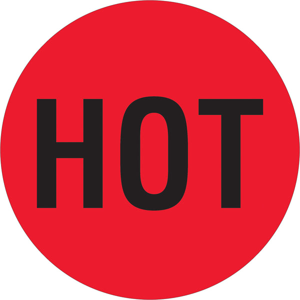 2" Circle - "Hot" (Fluorescent Red) Labels (DL1730) Roll Of 500