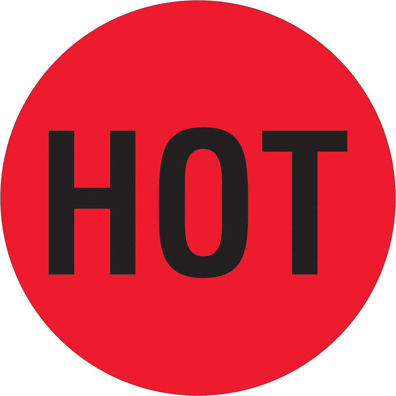2" Circle - "Hot" (Fluorescent Red) Labels (DL1730) Roll Of 500