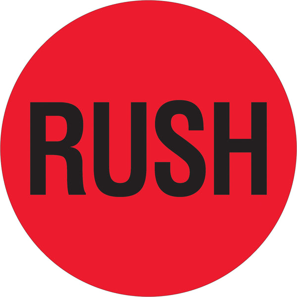 2" Circle - "Rush" (Fluorescent Red) Labels (DL1740) Roll Of 500