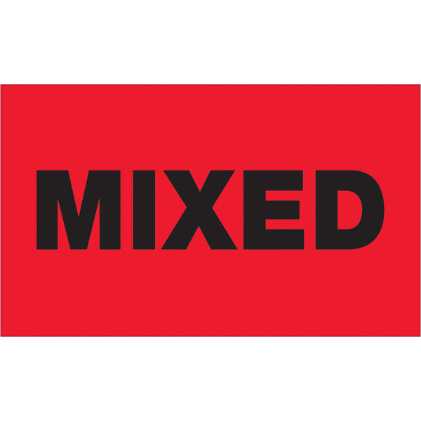 3 x 5" - "Mixed" (Fluorescent Red) Labels (DL1750) Roll Of 500