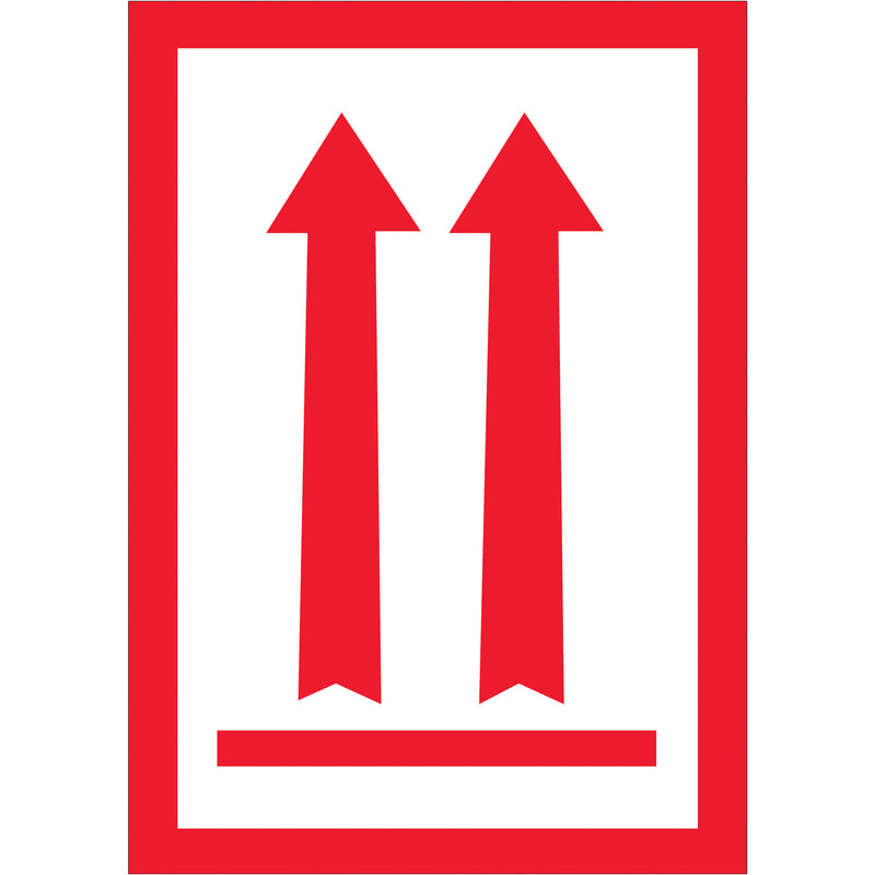 3 x 5" - (Two Red Arrows Over Red Bar) Arrow Labels (DL1930) Roll Of 500