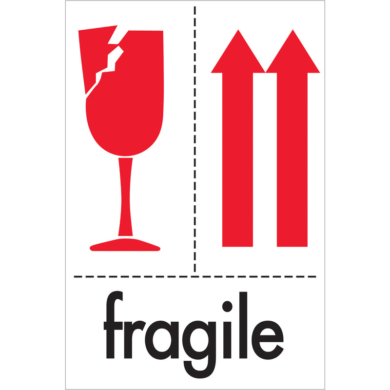 4 x 6" - "Fragile" Labels (DL2151) Roll Of 500