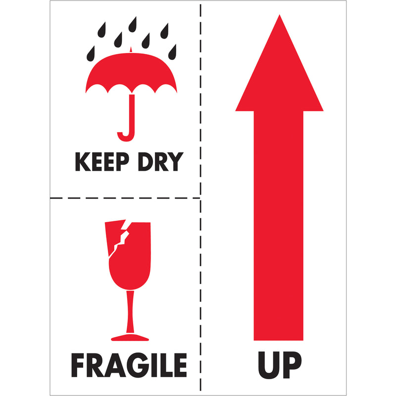 3 x 4" - "Keep Dry Fragile" Labels (DL2152) Roll Of 500
