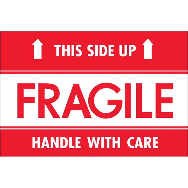2 x 3" - "Fragile - This Side Up - HWC" Labels (DL2156) Roll Of 500