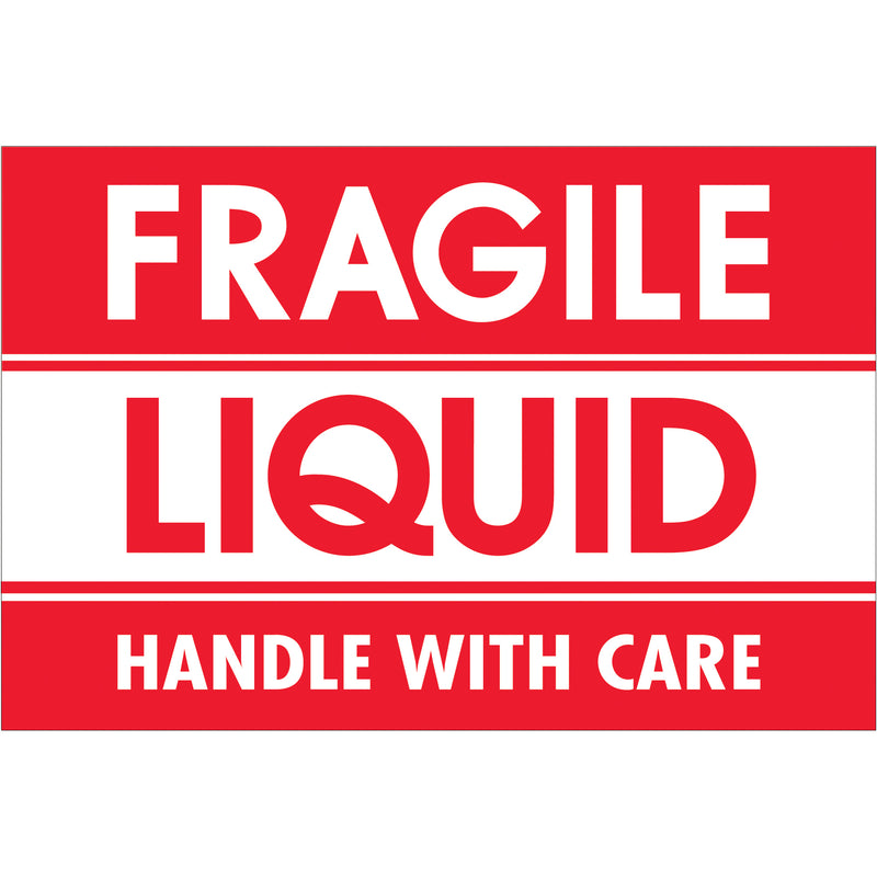 2 x 3" - "Fragile - Liquid - Handle With Care" Labels (DL2165) Roll Of 500