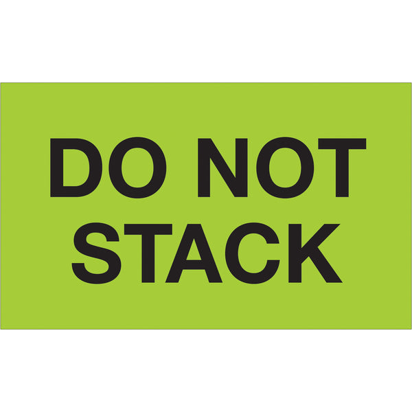 3 x 5" - "Do Not Stack" (Fluorescent Green) Labels, Roll Of 500 Roll Of 500