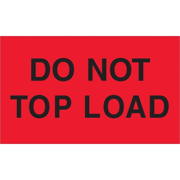 3 x 5" - "Do Not Top Load" (Fluorescent Red) Labels, Roll Of 500 Roll Of 500