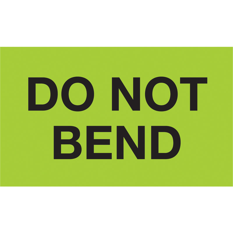 3 x 5" - "Do Not Bend" (Fluorescent Green) Labels, Roll Of 500 Roll Of 500