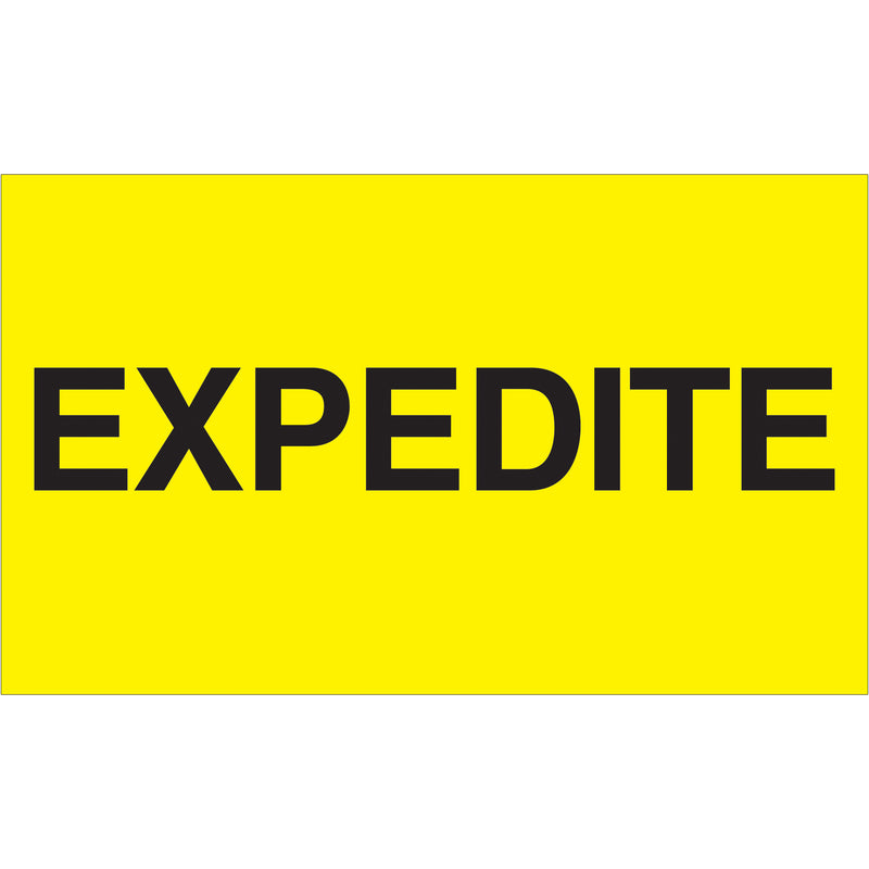 3 x 5" - "Expedite" (Fluorescent Yellow) Labels (DL2381) Roll Of 500