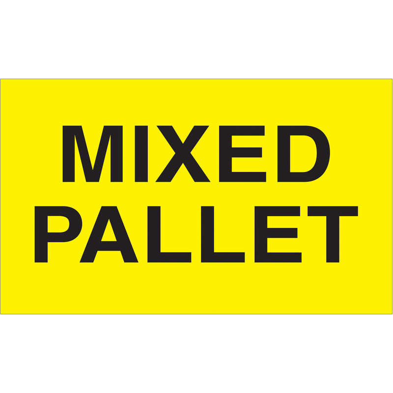 3 x 5" - "Mixed Pallet" (Fluorescent Yellow) Labels (DL2481) Roll Of 500