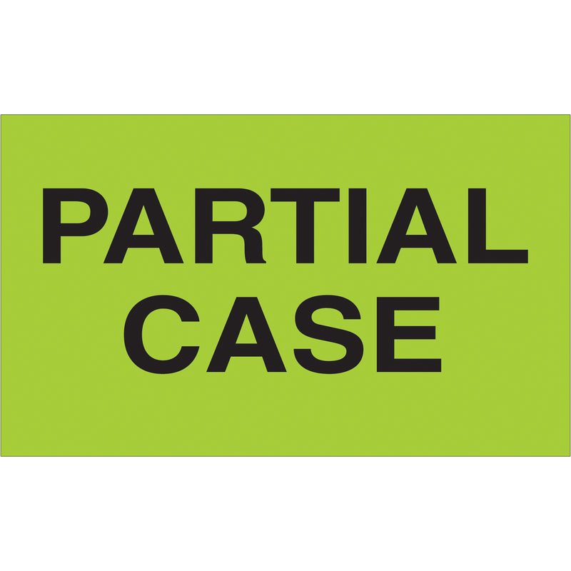 3 x 5" - "Partial Case" (Fluorescent Green) Labels (DL2581) Roll Of 500