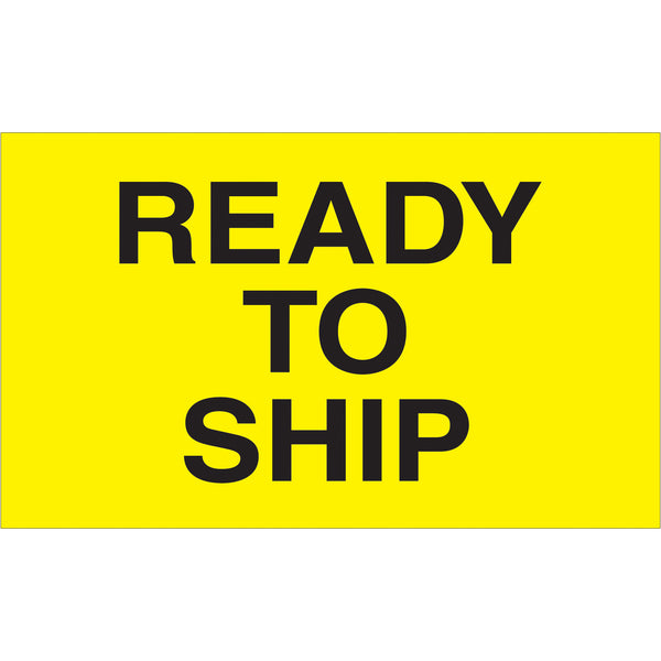 3 x 5" - "Ready to Ship" (Fluorescent Yellow) Labels, Roll Of 500 Roll Of 500