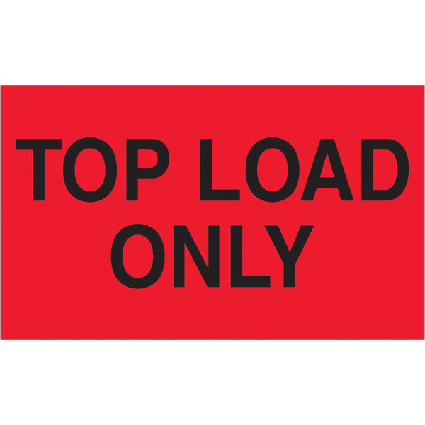 3 x 5" - "Top Load Only" (Fluorescent Red) Labels (DL2681) Roll Of 500