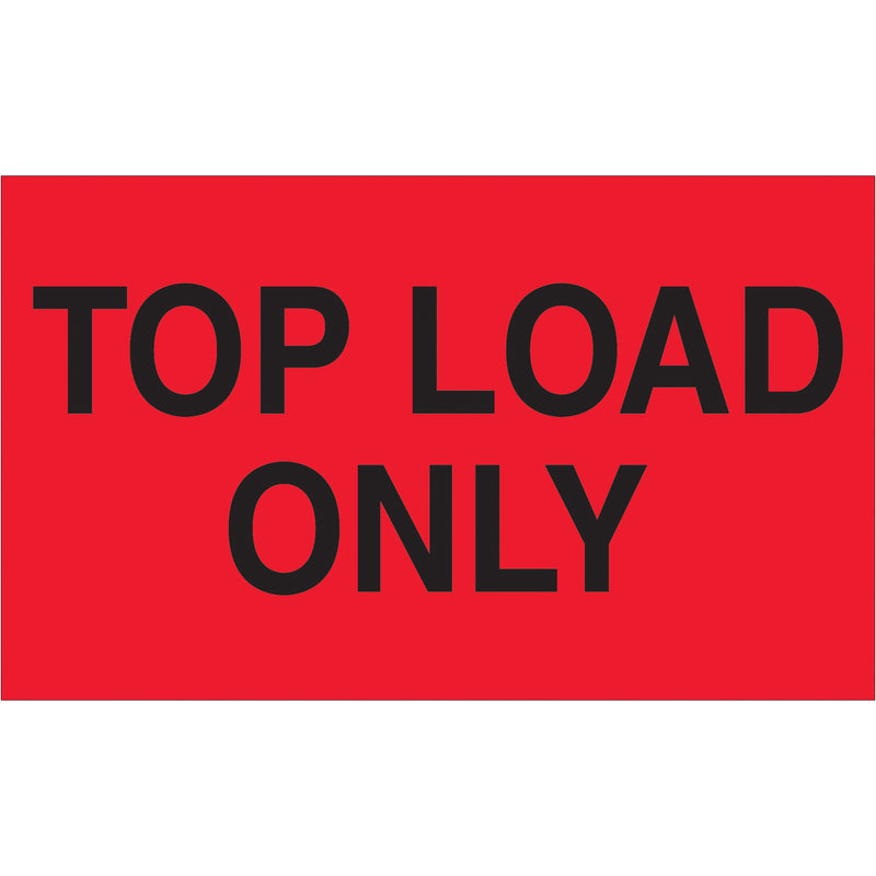 3 x 5" - "Top Load Only" (Fluorescent Red) Labels (DL2681) Roll Of 500