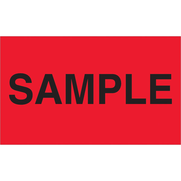 3 x 5" - "Sample" (Fluorescent Red) Labels, Roll Of 500 Roll Of 500