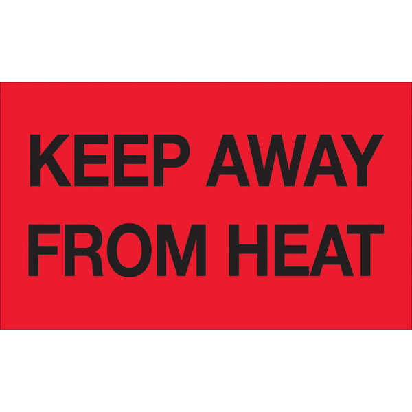 3 x 5" - "Keep Away from Heat" (Fluorescent Red) Labels (DL2801) Roll Of 500