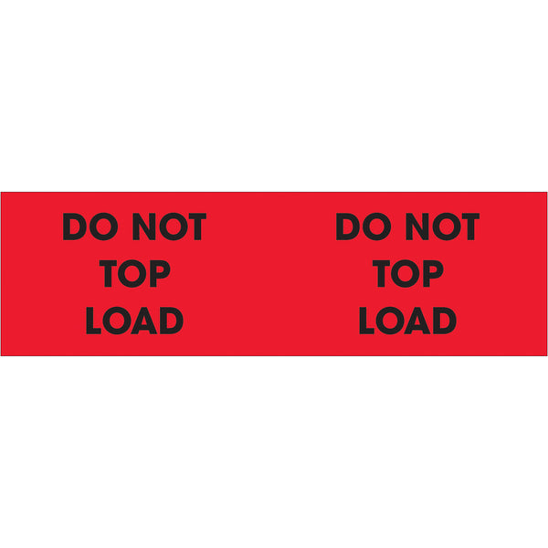 3 x 10" - "Do Not Top Load" (Fluorescent Red) Labels, Roll Of 500 Roll Of 500