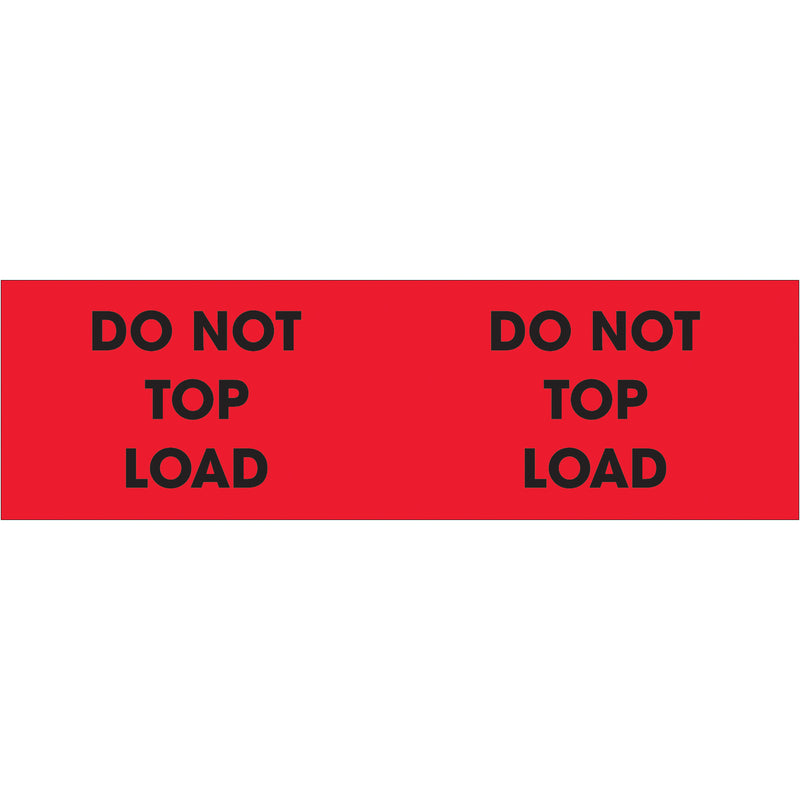 3 x 10" - "Do Not Top Load" (Fluorescent Red) Labels, Roll Of 500 Roll Of 500