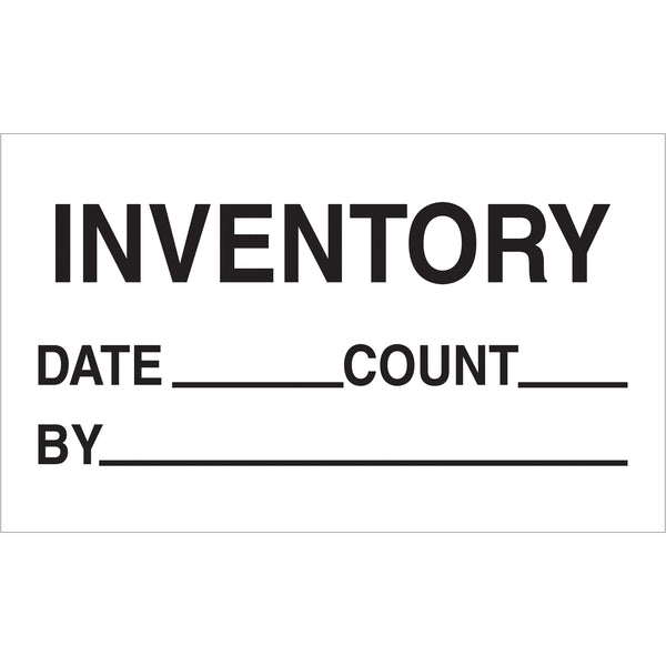 3 x 5" - "Inventory - Date - Count - By" Labels, Roll Of 500 Roll Of 500