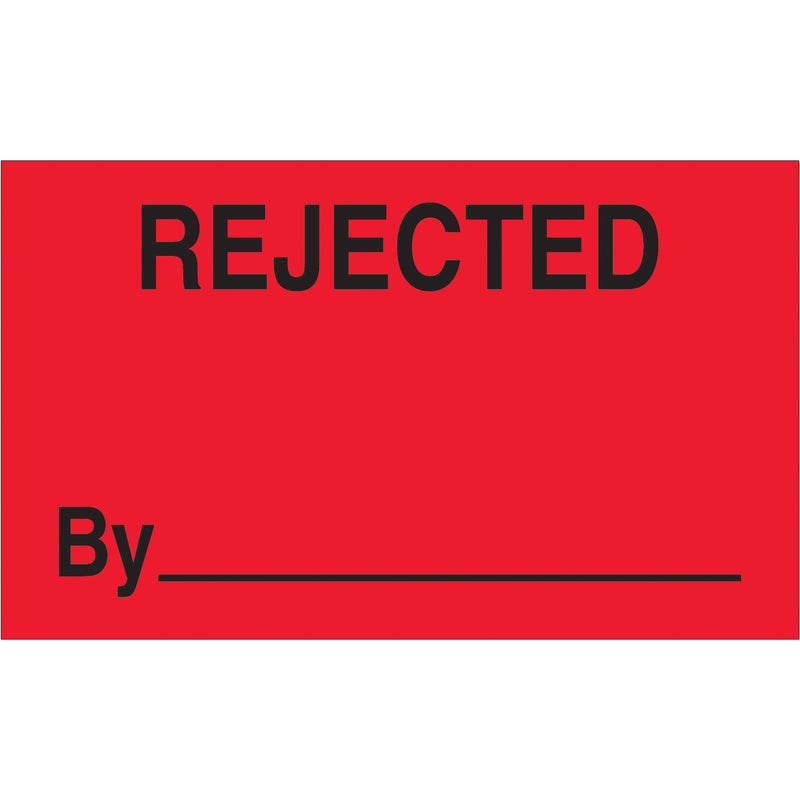 3 x 5" - "Rejected By" (Fluorescent Red) Labels (DL3321) Roll Of 500