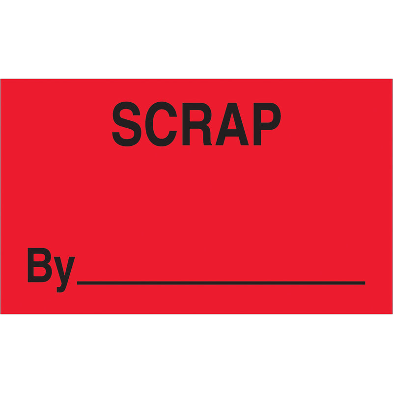 3 x 5" - "Scrap By" (Fluorescent Red) Labels (DL3361) Roll Of 500