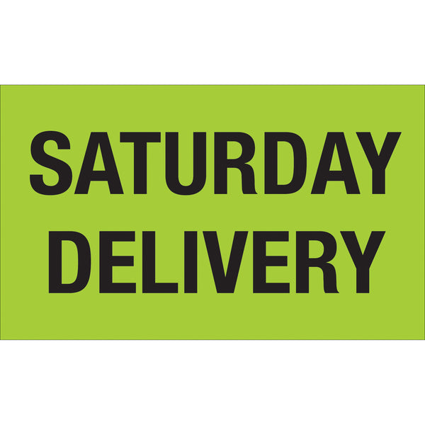 3 x 5" - "Saturday Delivery" (Fluorescent Green) Labels, Roll Of 500 Roll Of 500