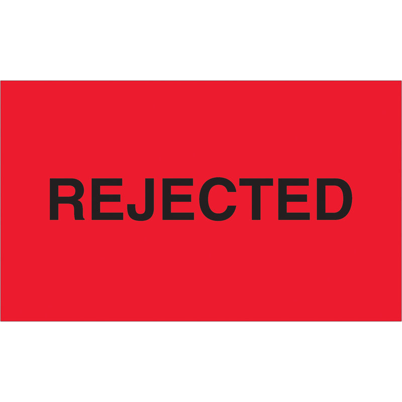 3 x 5" - "Rejected" (Fluorescent Red) Labels, Roll Of 500 Roll Of 500