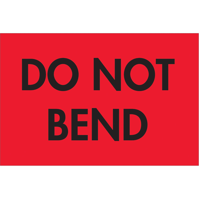 2 x 3" - "Do Not Bend" (Fluorescent Red) Labels, Roll Of 500 Roll Of 500