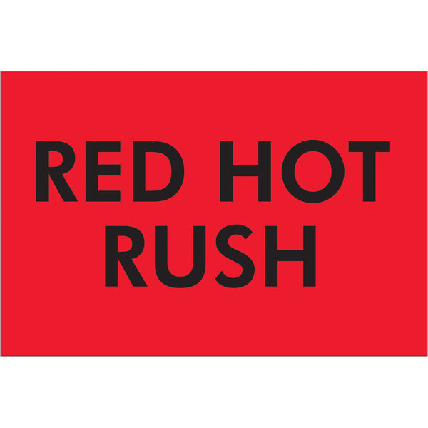 2 x 3" - "Red Hot Rush" (Fluorescent Red) Labels, Roll Of 500 Roll Of 500