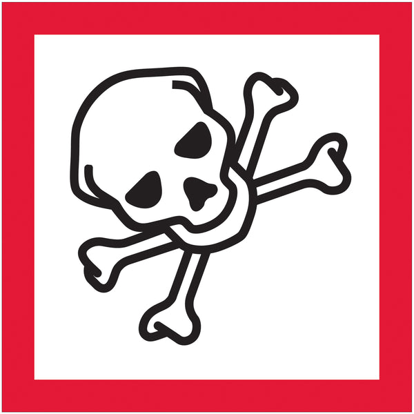 2 x 2" Pictogram - Skull and Crossbones Labels, Roll Of 500 Roll Of 500