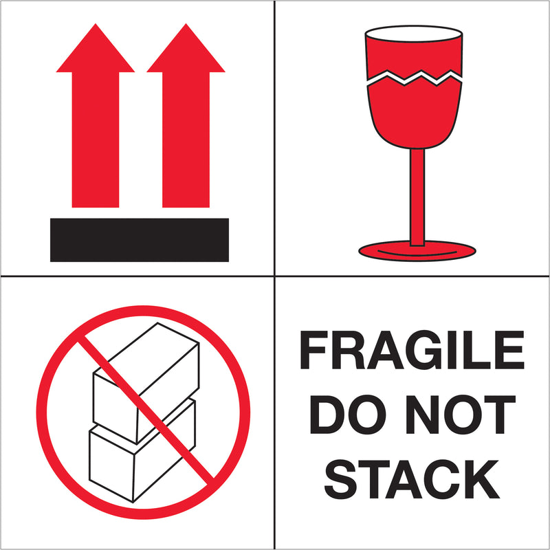 4 x 4" - "Fragile - Do Not Stack" Labels (DL4501) Roll Of 500