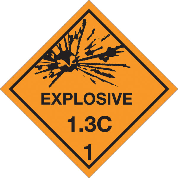 4 x 4" - "Explosive - 1.3C - 1" Labels, Roll Of 500 Roll Of 500