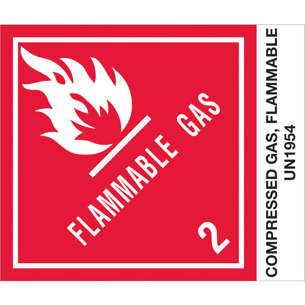 4 x 4 3/4" - "Compressed Gas, Flammable, N.O.S." Labels Roll Of 500