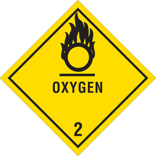 4 x 4" - "Oxygen - 2" Labels, Roll Of 500 Roll Of 500