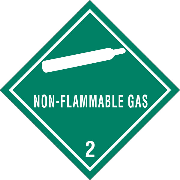 4 x 4" - "Non-Flammable Gas - 2" Labels, Roll Of 500 Roll Of 500