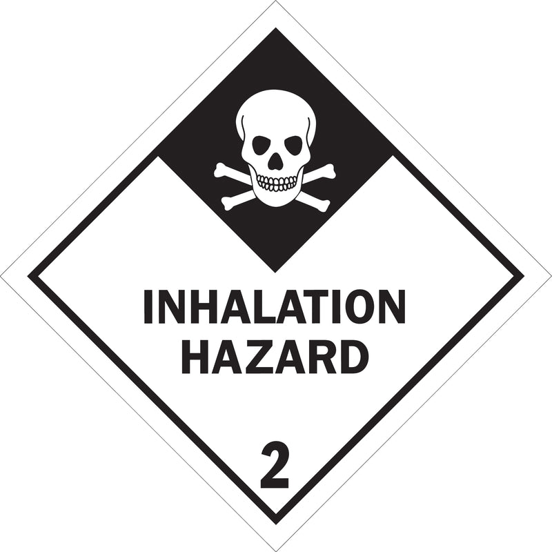 4 x 4" - "Inhalation Hazard - 2" Labels, Roll Of 500 Roll Of 500