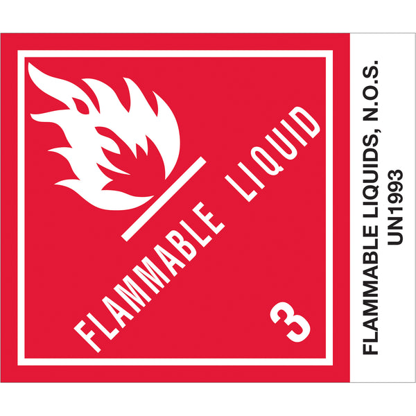 4 x 4 3/4" - "Flammable Liquids, N.O.S." Labels Roll Of 500