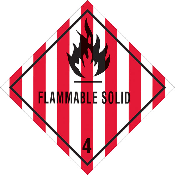 4 x 4" - "Flammable Solid - 4" Labels, Roll Of 500 Roll Of 500