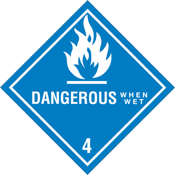 4 x 4" - "Dangerous When Wet - 4" Labels, Roll Of 500 Roll Of 500