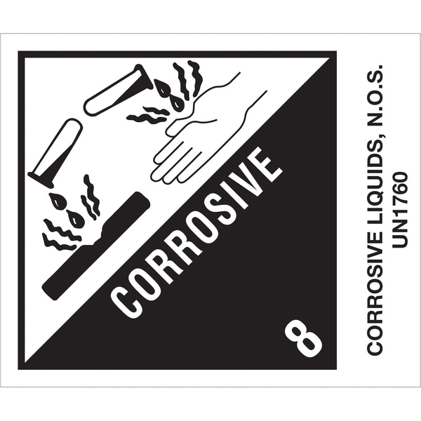 4 x 4 3/4" - "Corrosive Liquids, N.O.S." Labels Roll Of 500