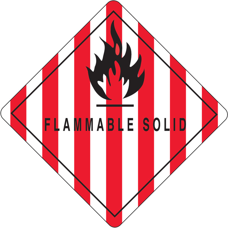 4 x 4" - "Flammable Solid" Labels, Roll Of 500 Roll Of 500