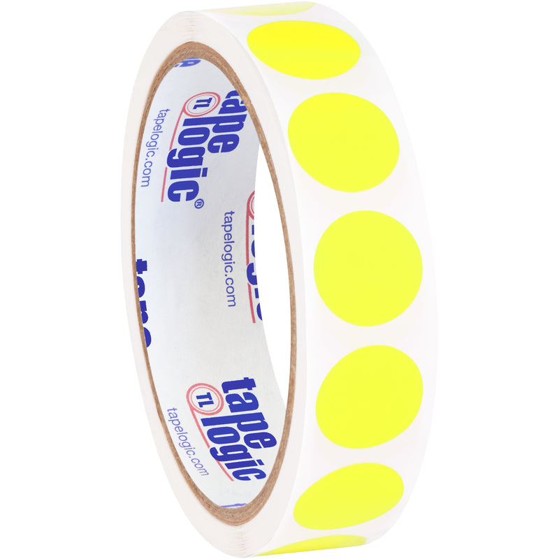 3/4" Fluorescent Yellow Inventory Circle Labels, Roll Of 500 Roll Of 500