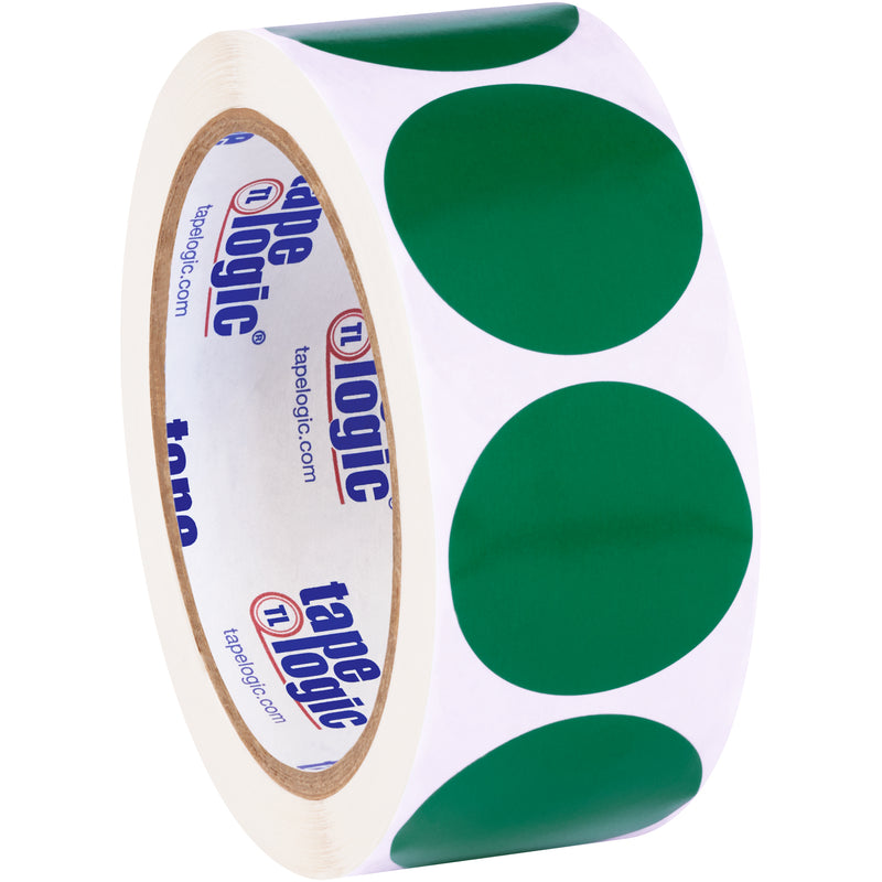 1 1/2" Green Inventory Circle Labels, Roll Of 500 Roll Of 500