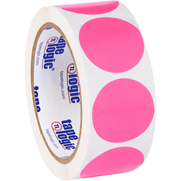 1 1/2" Fluorescent Pink Inventory Circle Labels, Roll Of 500 Roll Of 500