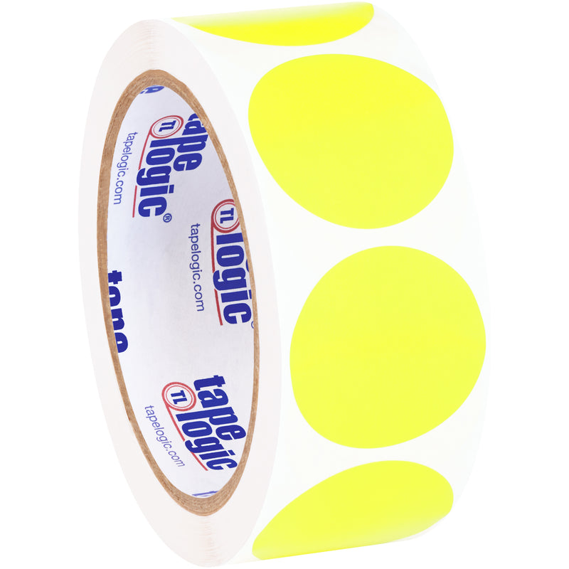 1 1/2" Fluorescent Yellow Inventory Circle Labels, Roll Of 500 Roll Of 500